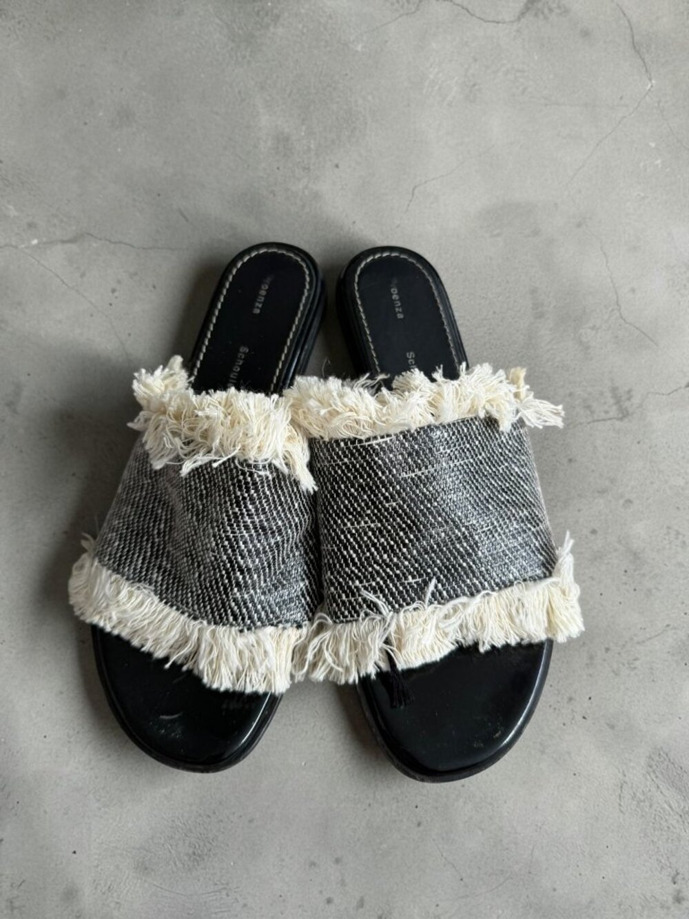 PROENZA SCHOULER Black Cream Fringe Sandals Size 36.5 / 6.5